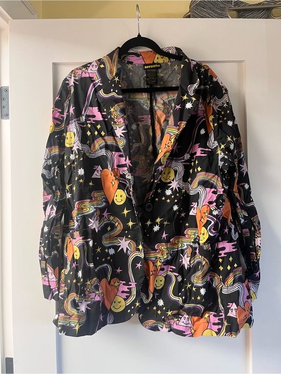 Nooworks Jackets & Blazers - Nooworks Black Blazer with Rainbow, Pink & Orange Print